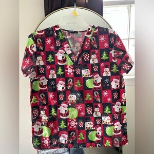 Christmas scrub top